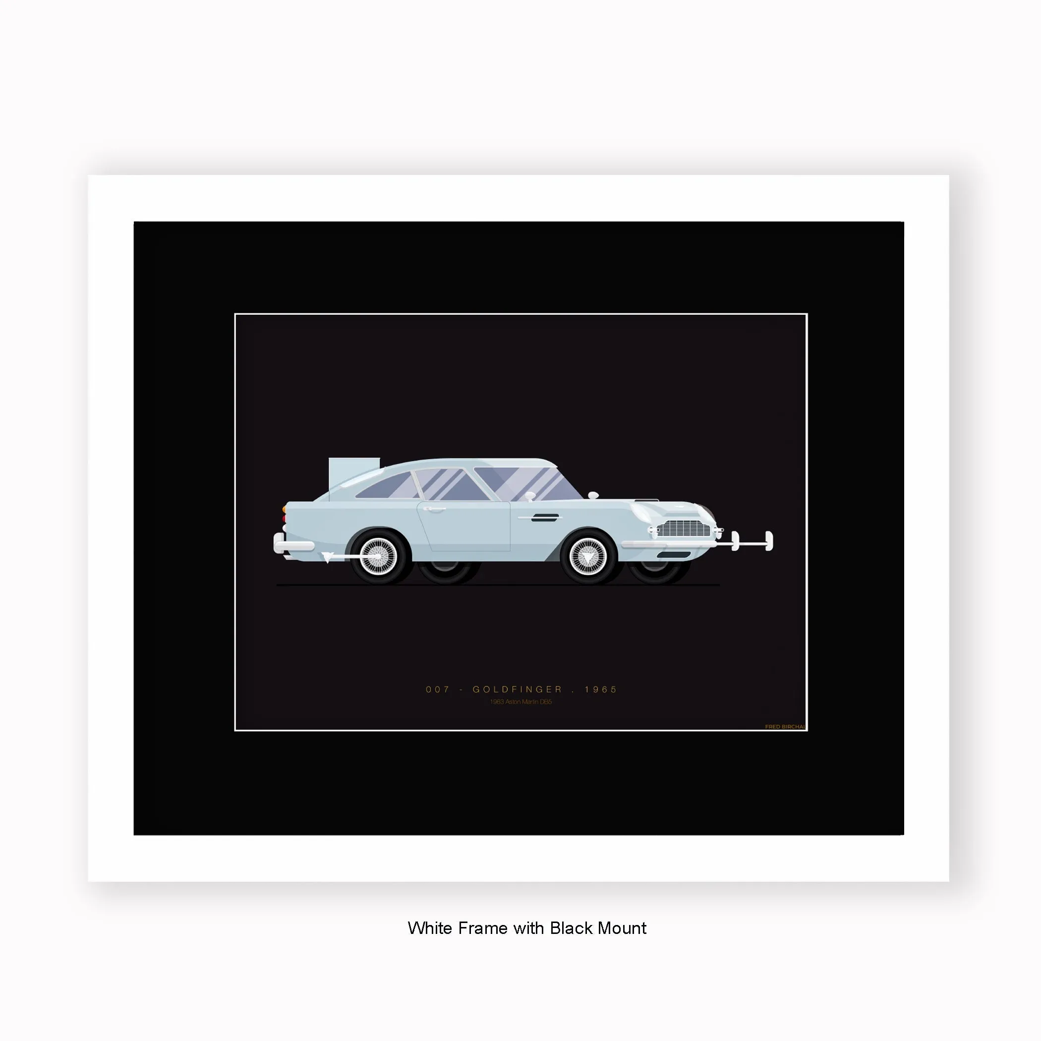 007 Goldfinger - 1963 Aston Martin  - Mounted & Framed Art Print