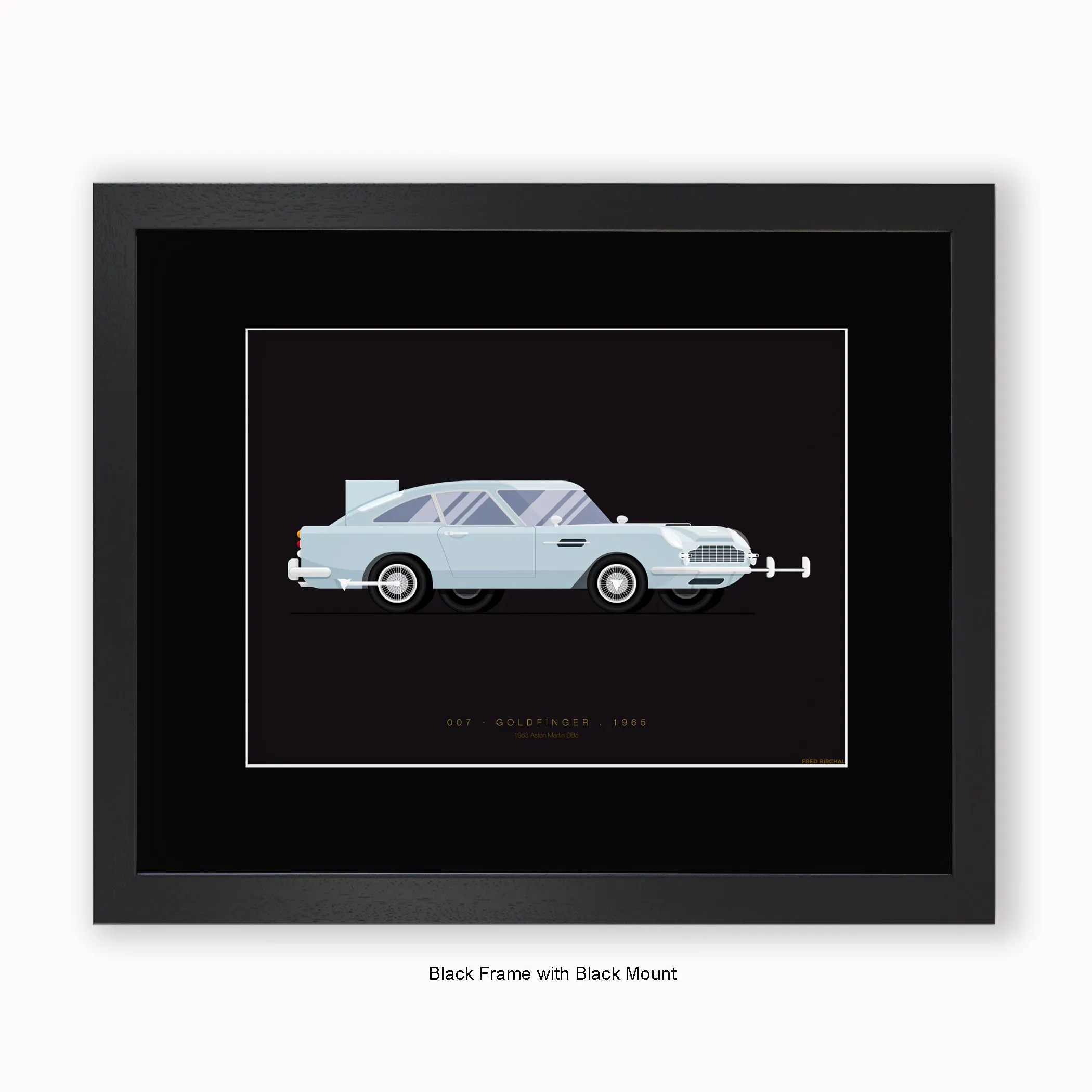 007 Goldfinger - 1963 Aston Martin  - Mounted & Framed Art Print