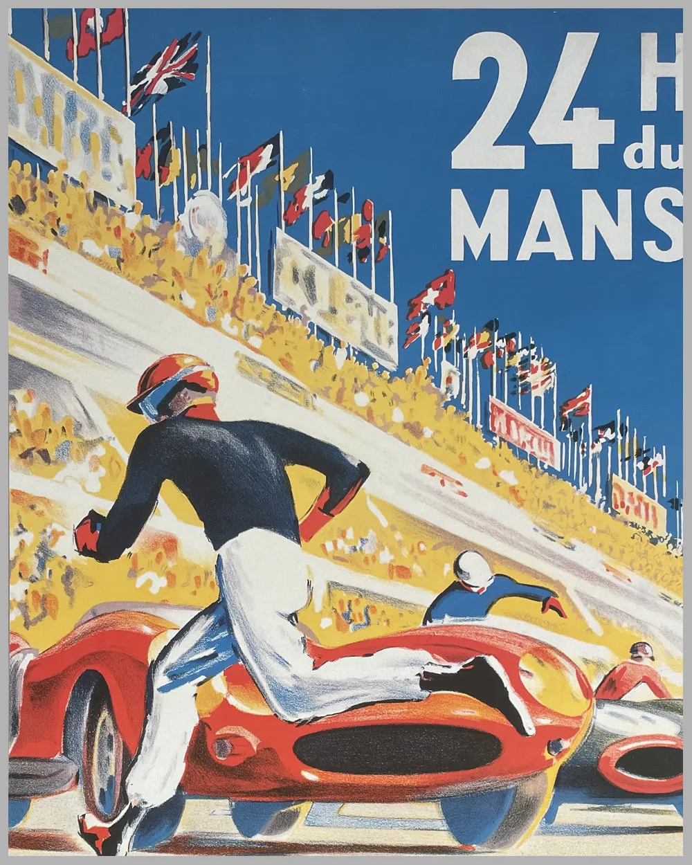 1959 - 24 Heures du Mans official ACO reproduction event poster autographed by the winners Shelby and Salvadori