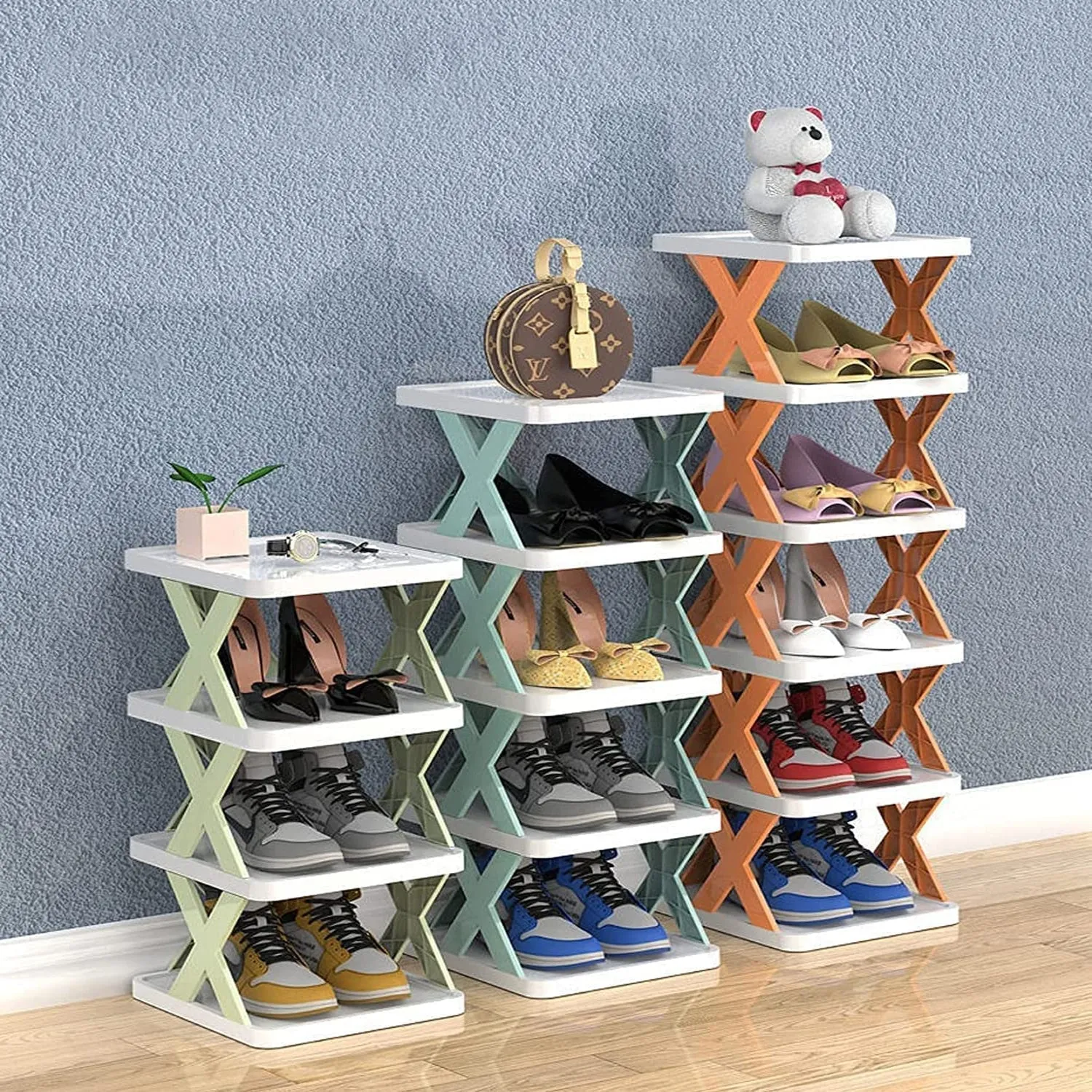 9054A  6 LAYER SHOE RACK DESIGN LIGHTWEIGHT ADJUSTABLE PLASTIC FOLDABLE SHOE CABINET STORAGE PORTABLE FOLDING SPACE SAVING SHOE ORGANIZER HOME AND OFFICE