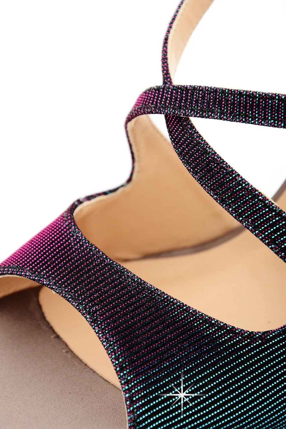 CECCONELLO FELICITA Lurex Petrol Holographic Sandals