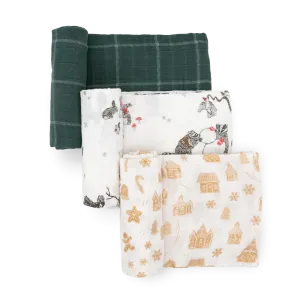 Cotton Muslin Swaddle Blanket 3 Pack - Snow Day