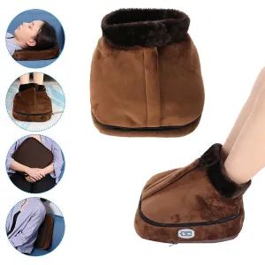 EU Plug 2 In 1 Electric Heated Foot Warmer Cosy Unisex Velvet Feet Heated Foot Warmer Massager Big Slipper Foot Heat Warm Massage Shoes Fa1169