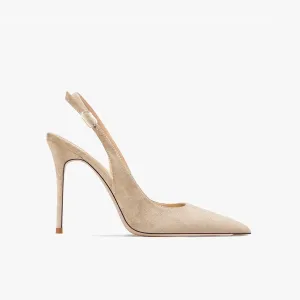 Felicity Nude Flock Slingback Sandals