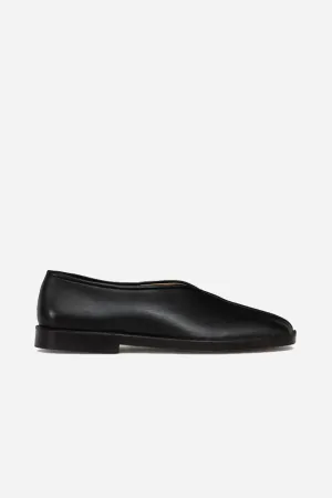 Flat Piped Slippers Black