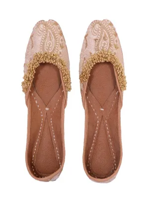 Ghungroo Love - Light Beige Ambi Floral Juttis