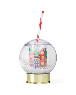 Holiday Village Snow Globe Novelty Sipper