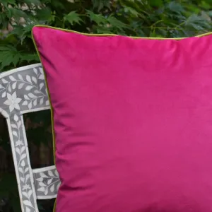 Hot Pink & Lime 55cm Velvet Cushion