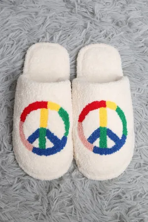 JCL4204-08 Super Lux Rainbow Peace Sign Slippers