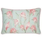 Lilium Embroidered Duck Egg Cushion