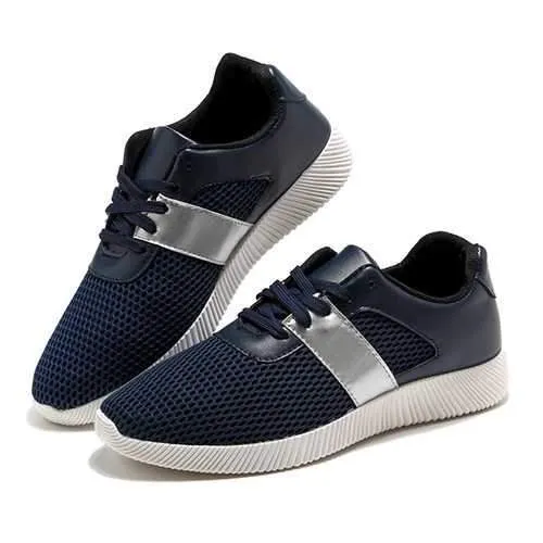 Men Breathable Mesh Lace Up Athletic Shoes