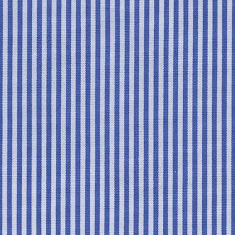 Mid Blue and White Narrow Bankers Stripe Classic Custom Shirt 100c 140/2*70 Sap016a