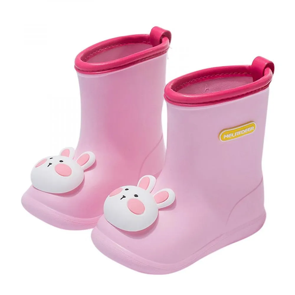 Pink 150Boys Girls Cartoon Cute Dinosaur Rabbit Children Rain Shoes Waterproof Pvc Rubber Non-slip Soft Toddler Kids Casual Rain Boots