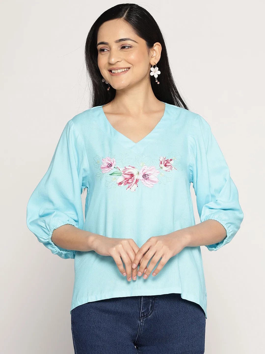 Skyblue Rayon Top - BloomSwirl