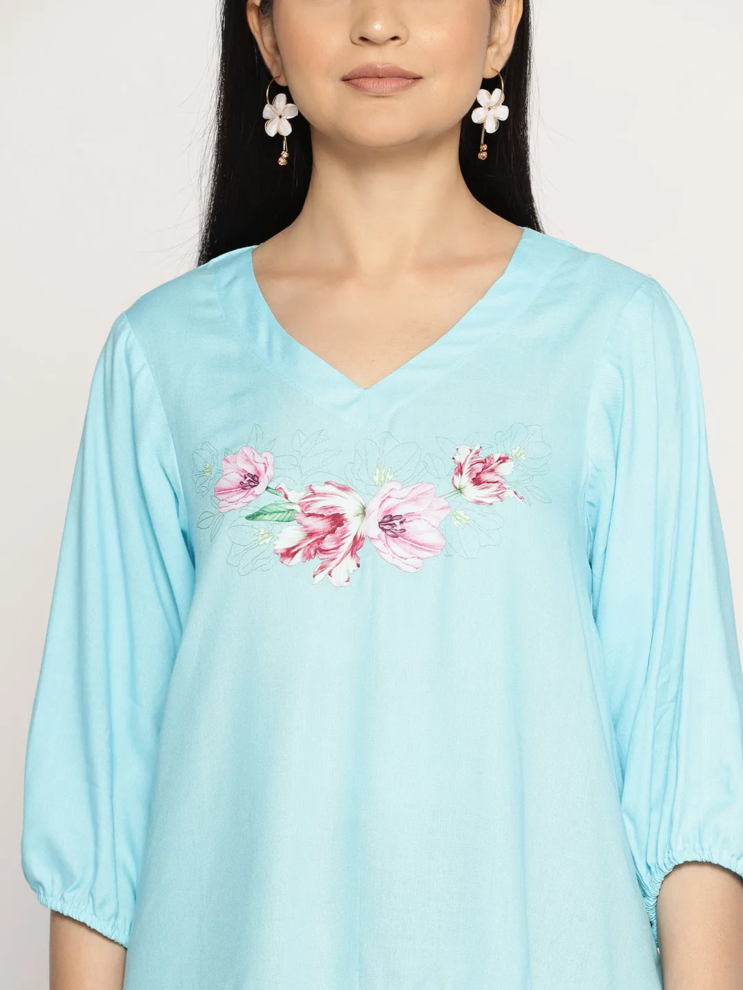 Skyblue Rayon Top - BloomSwirl