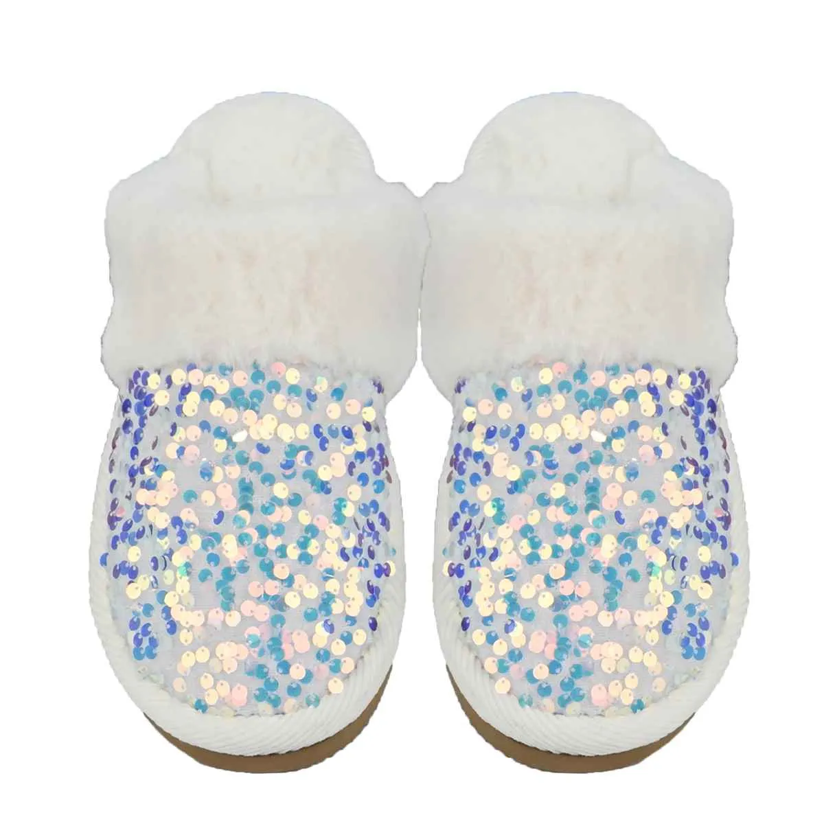 SPE0012 Sequin Furry Slippers