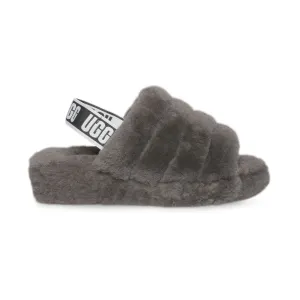 UGG Fluff Yeah Slide Charcoal Slippers - Women's