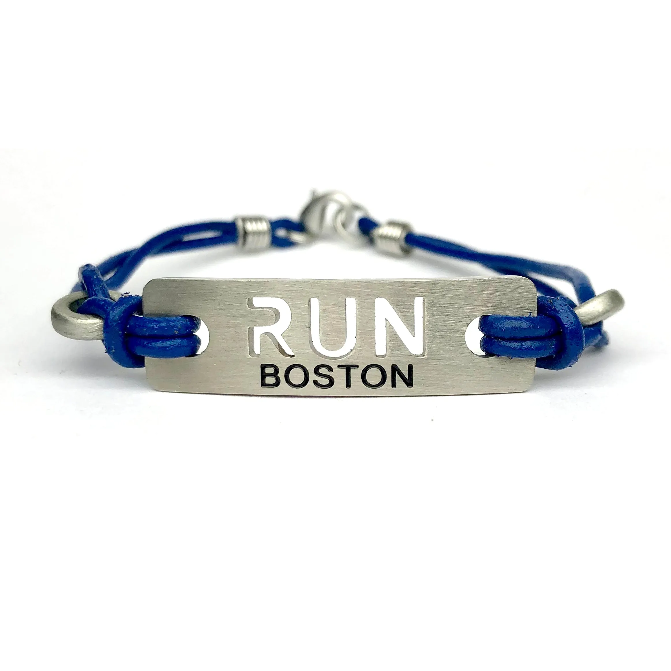 Unicorn Inspired, RUN Boston & RUN Inspired Running Bracelet - Blue Leather