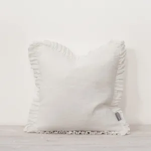 White Duck Feather Filled Linen Throw Cushion